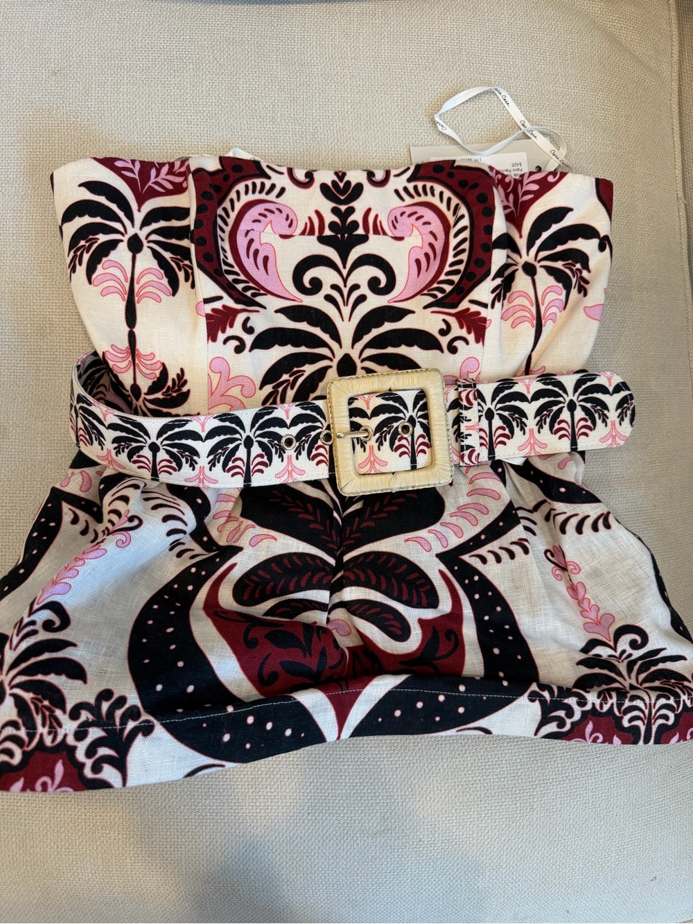 Cara Cara Cream, Black & Pink Patterned Belted Clutch